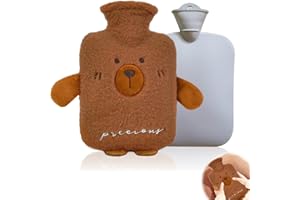BNGXR Borsa Acqua Calda Peluche, 1 L Bottiglia d'acqua calda con Copertura Carino Boule Acqua Calda in Gomma naturale a Prova Perdita Borsa Dell'acqua Calda Hot Water Bag per Alleviare il Dolore