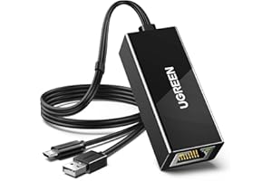 UGREEN Micro USB Ethernet Adapter for Fire TV Stick Lite/4K/4k Max and Chromecast 1/2/3/Audio, Google Home Mini, Roku Express 4K, USB to RJ45 LAN Network Adaptor with USB Power Supply Cable 1M