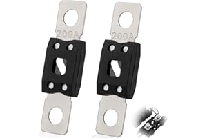 SWTYExt Fusibles automobiles Méga fusible Fusible haute intensité 200A Ampère à 58V DC Fusible à vis noir Fusibles plats pour automobile Camion Voiture Caravane Véhicules de chantier Bus (2 pièces)