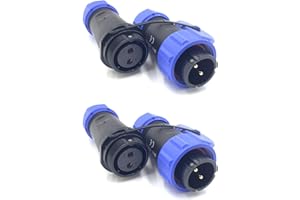 BAYZCONN 2 Pezzi SP21 2 poli Aeronautica Connettore, IP68 Impermeabile 2 pin Connettore di Saldatura Maschio Spina e Femmina Presa Connettore Rotondo in Linea Tipo Aviation Spina per Lampade Esterne 500V 30A