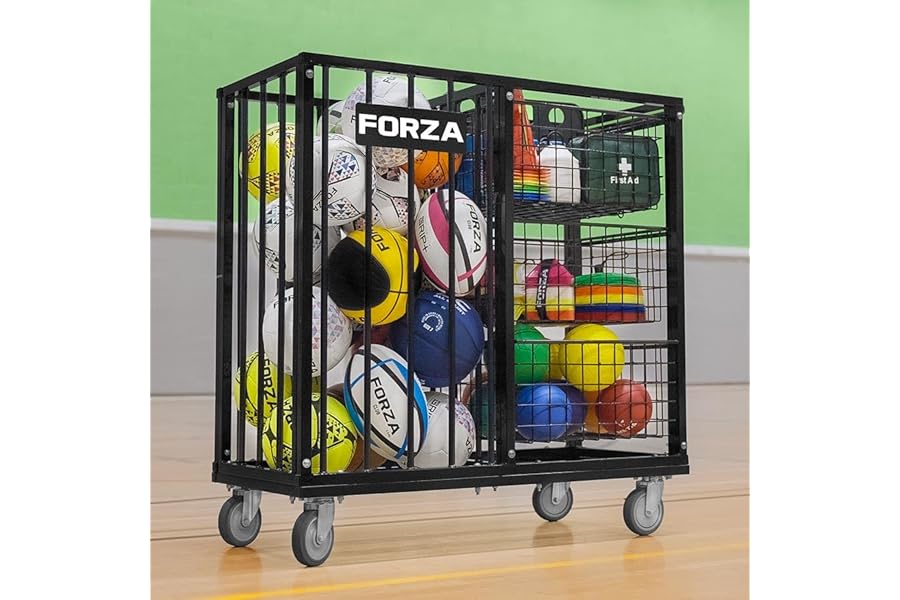 FORZA Sports & PE Storage Trolley | Heavy-Duty Steel Equipment Organiser with Drawers and Lockable Wheels – Ideal for Schools, Gyms & Clubs