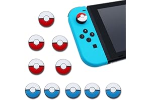 OUSSEE 10 Pcs Silikon Thumbstick Joystick Daumenkappen Switch Knöpfe Analog Stick Caps Schutz-Kappen Thumb Grips Kompatibel mit OLED/Lite Controller Zubehör (5×Blau, 5×Rot)