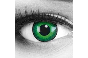 Lentilles couleur vert noir - shining green. Pour Halloween, fantaisie, Carnaval + étuis à lentilles de contact I 1 paire (2 pièces) I sans correction I 0,00 Dioptries MERALENS