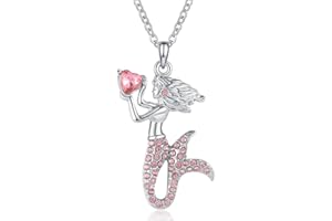 DOKIA Mermaid Necklace for Girls - Cubic Zirconia Mermaid Pendant Girls Necklaces, Girls Jewellery Gifts Birthday Christmas, Kids Neckalce Jewellery for Girls Daughter Granddaughter