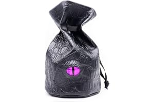 Haxtec Dragon Würfeltasche Dungeons und Drachen Geschenk Kordelzug Leder DND Würfelbeutel Aufbewahrungstasche für D&D Würfel, Münzen und Zubehör (lila Auge-L)