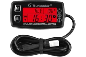 Runleader Misuratore digitale di temperatura del motore, Contagiri ore di manutenzione con retroilluminazione per tosaerba, generatore, moto pit bike, ATV, motore fuoribordo, ecc.