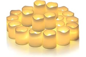 AONAT 24 Pezzi Candele LED Senza Fiamma,Candele Votive Fluttuanti,Luce Calda, Funzionamento a Batteria,Decorazioni per Matrimonio,Natale,Halloween,Feste e Casa