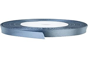 Trimming Shop Rouleau de ruban argenté foncé – 10 mm x 25 m – Satin double face aux couleurs vives – 100 % polyester – pour emballage cadeau, décoration, loisirs créatifs – Lavable en machine