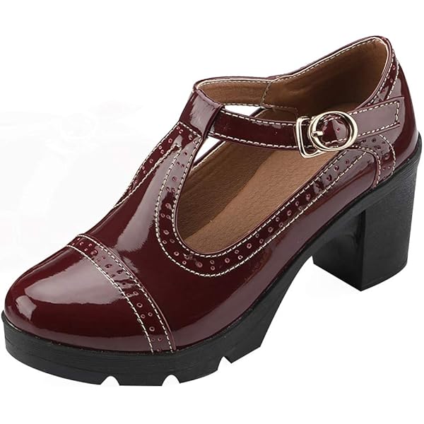 Fuxinhe Klassieke Brogue veterschoenen voor dames, vrije tijd, retro, dikke hak, effen kleur, Oxford, kantoor, vintage, zwart/bruin/beige, Zwart, 42 EU