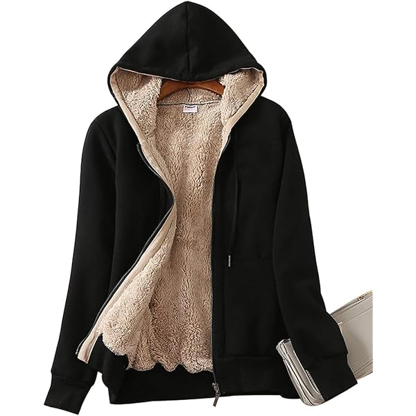 Women's Fuzzy Fleece Hooded Jacket - Open Front Plush Pullover Coat With Pockets, Black 4XL