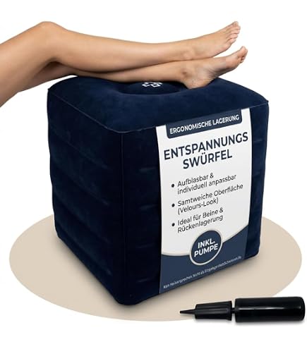 Cube Gonflable Pour Soulagement Du Dos Et Jambes – 3 Hauteurs Réglables, Avec Pompe Et Balle De Massage Incluse