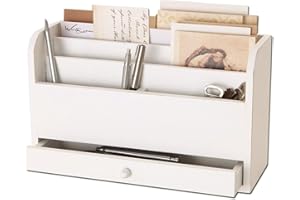 Loberon Tischsekretär Kaspian, für den Schreibtisch, die Küche oder den Flur, Vintage-Flair, Ordnungshelfer, Organizer, Aufbewahrung, MDF, antikweiß