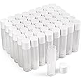 LotFancy 60PCS Lip Balm tubes Empty, 5.5ml (3/16 Oz), Clear Lip Balm Container Tubes with White Caps, BPA Free & Leak Free, Refillable, for DIY Cosmetic Makeup