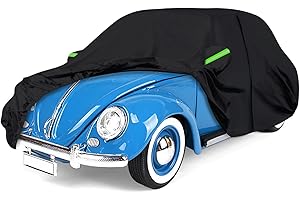 SOEKODU Autoabdeckung Vollgarage Ersatz für VW Beetle 1960-1980, Allwetter Reflektierende Autoabdeckung mit Reißverschluss und Winddichtem Gurt, Für Alle Jahreszeiten Geeignet