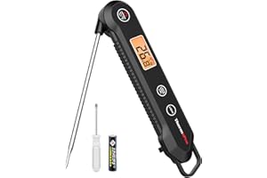 ThermoPro TP03H Termometry do natychmiastowego odczytu mięsa ze składaną sondą temperatury, wodoodporny termometr do żywności IPX6 z funkcją kalibracji i blokady, termometr do gotowania do frytownic
