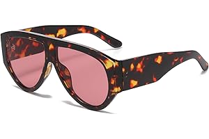 YAMEIZE Oversized Occhiali da Sole Vintage Uomo Donna Anni '70 Grandi Retrò Quadrati Wraparound Occhiali da Sole Telaio Spesso Chunky Protezione UV400