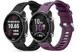 Shecret 2 Piezas 20mm Correas para Garmin Vivoactive 3/3 Music/Venu/Venu 2 Plus/Sq/Sq 2/Forerunner 245/645/55, Pulsera de Repuesto de Silicona Suave para Garmin Vivomove HR/Instinct 2S