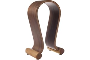 Maclean MC-815W Uniwersalny Stojak na Słuchawki z Drewna, Statyw na Słuchawki Wykonany z Orzecha Włoskiego, Uchwyt ma Antypoślizgowe Podkładki, Zapobiega Odkształceniu się Słuchawek 257x130x80