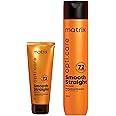 Matrix OptiCare Smooth Straight Shampoo (350ml) and Conditioner (196gm) Combo Set for Dry Damaged Hair, Sulphate Free Shampoo and Conditioner with Shea Butter and Vitamin E Extracts, Pack of 2