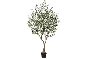 ‎VERINATURAL VeriNatural Olivenbaum Künstlich Kunstpflanze 180cm Fake Plant Kunststoffpflanzen Künstlicher Pflanzen – 1638 Blätter & 84 Oliven UV-beständig Stabiler Topf – Deko für Wohnzimmer Balkon Büro
