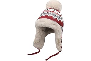 NICEYEA Womens Winter Knit Beanie Hat Ear Flaps Warm Fleece Lined Skull Caps Earmuff Snow Hats