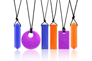 KEFU Collier a macher enfant tdah,6 pièces colliers à mâcher sensuels pour enfants et adultes souffrant de dentition, d'autisme et de TDAH（mix 6）