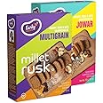 Early Foods Assorted Pack of 2: ZERO Maida Jowar & Multigrain Rusk | Rusk Toast | Sugar Free Millet Toast | Millet with Whole WheatRusk | TeethingRusk 163g x 2