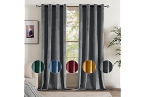EMEMA Cortinas Opacas Terciopelo para Ventana Cortina Cortina Aislantes Termicas Super Suave Grueso Anti-Ruido para Salón Habitación Dormitorio Comedor 2 Piezas 140 x 175 cm Gris