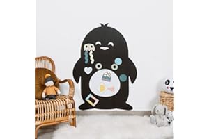 FERFLEX - Lavagna magnetica per bambini - Pinguino - decorazione da parete con banda magnetica riposizionabile - venduta con un set di forme geometriche - 60x81cm