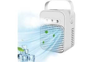 ZIDWZIDWEI Aire Acondicionado Portátil, Mini Enfriador de Aire Evaporativo con USB, Ventilador, Humidificador, 3 Velocidadesre Climatizador Evaporativo con Luz Nocturna Bajo Ruido para Hogar Oficina Viajes