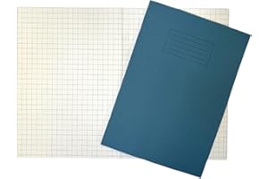 Janrax A4 Blue 80 Page 10mm Squared Paper Exercise Book WF Paper with 225gsm Manilla Cover