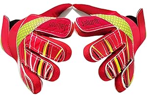 Jalunth Gants de Gardien But Enfant Jeune Junior avec Protections des Paume en Latex Antiderapant et Dos Main PU Convient Entrainement et Compétition Gant de Foot Gardien pour Garcon Fille Garçons