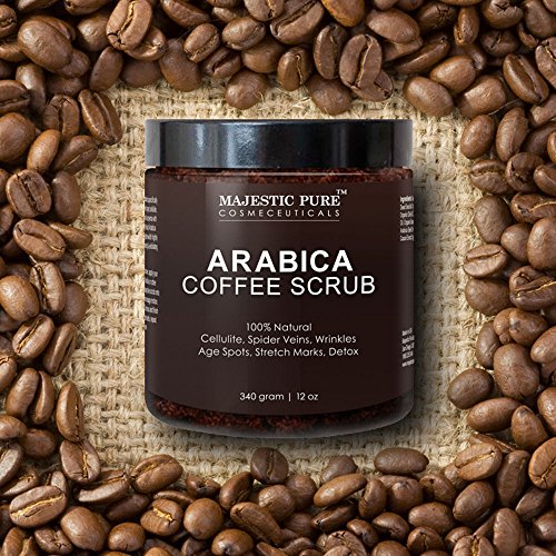 Majestic Pure Kaffeepeeling aus Arabica-Kaffee, 340 g, 100 % natürliche Hautpflege, hilft gegen Cellulite, Dehnungsstreifen, Besenreiser, Akne, Ekzeme, Altersflecken & Krampfadern, natürliche Entgiftung für die Haut - 5
