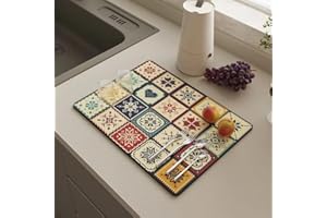 SAKDFHLJLP Raidley Quick Dry Dish Mat, Retro Quick-Drying Water-Draining Mat, Heat Resistant Drying Mat for Kitchen Bar Countertops Coffee Dish Draining Mat (#7,30 * 40cm)