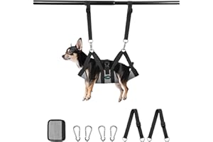 Ownpets Dog Grooming Hammock, Hammock Harness with 4 Hooks, for Bathing, Washing Care and Nail Trimming, XS