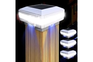 ‎GEYUEYA HOME GEYUEYA Home Pfostenkappen Solar Licht, Zaunpfosten Lampe, Säulenlampe, Landschaft Außen IP65 Wasserdicht für Holzpfosten, Plattform, Patio, Zaun Beleuchtung (4 Stück)