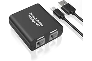 RYTAKI PRO Splitter Ethernet RJ45 da 1 a 2, 100Mbps Sdoppiatore LAN Switch Rete[2 dispositivi collegati in rete contemporaneamente], Switch Ethernet 2 porte con cavo di alimentazione USB per Cat 5/5e/6/7/8