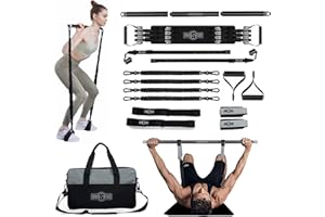 ‎INNSTAR INNSTAR Tragbares Home Gym 5.0 Set, Bankdrücken Brusttrainer Resistance Band Set, Fitnessbänder Krafttraining mit Detachable Fitness Stange,für Zuhause, Reisen, Fitnessstudio
