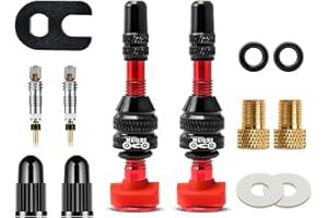 MUQZI Vannes VTT Presta Tubeless - Valve de vélo sans chambre à air avec adaptateur de valve de vélo - Pour pneus de route et VTT - Rouge (40 mm)