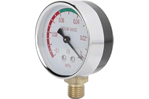 Allsor Manometer, korrosionsbeständiges Metall ‑0.1‑0Mpa G1 / 4 Außengewindemolk-Vakuummeter, für Aquakultur-Melkmaschine