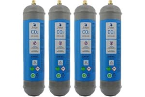 BELLEROFONTE Bouteille Co2 pour gazeur 600 g jetable raccord M11 x 1 pour distributeurs - gazeurs eau pétillante, récipient en acier N° 4 bouteilles