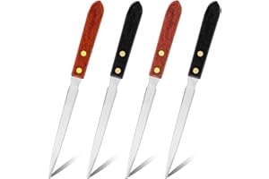 TINOALY Lot de 4 Ouvre-Lettres, Ouvre-Enveloppes Multifonctions en Acier Inoxydable avec Manche en Bois Courrier Léger de Coupe pour Couteau et Papier pour la Maison le Bureau l'École et le Travail