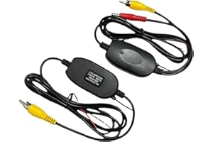 Epronic 2,4 GHz RCA Émetteur & Récepteur Kit sans Fil pour Caméra de Recul de Voiture Moniteur Caméra de Arrière Adaptateur sans Fil pour Voiture 12V RCA Vidéo Transmetteur Récepteur Kit