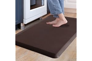 Carvapet Antiscivolo Tappetino da Cucina Anti-Fatica Stuoie in Piedi PVC Ammortizzato Comfort Tappeto da Cucina(Marrone,44x70cm)