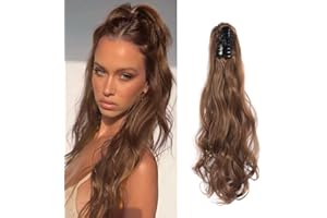 TTPSRY Coleta Postiza Rizada Pelo con Pinza de Garra Ondulado Largo Cola de Caballo Extensions Postizos para Mujeres Uso Diario Fiesta