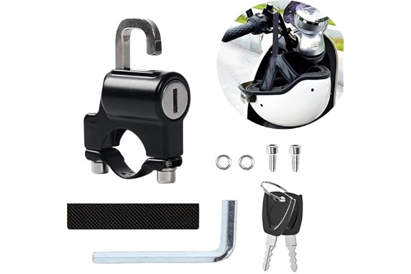 Gozaqe Helmet Lock for Bike & Motorcycle,Universal Helmet Security Lock,Applies to 22-28mm Diameter,Cycle Lock for Handlebar Scooter Lock for Motorcycles/Bicycles/Scooters, Black