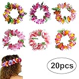 como hacer una diadema de flores hawaianas 20pcs guirnaldas de diadema incluidas. Color mezclado: violeta, rosa, amarillo ...