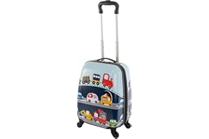 Travelhouse Happy Children Kinder Koffer Busy Cars Bordkoffer ABS Hartschale Reisegepäck Reisetrolley Trolley Handgepäckkoffer Kabinenkoffer 27L