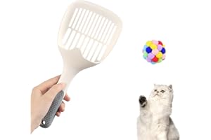 Divono Large Cat Litter Scoop Set, Litter Tray Pooper Scooper & Pet Toy Ball, Durable Easy to Clean Plastic Poop Scoop Shovel for Kitten Sand Toilet Cleaning
