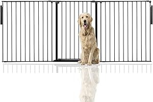Bettacare Premium Extra Tall Multi Panel Flexible Dog Barrier, up to 226cm Wide, Black, 105cm Tall, Dog Barrier for Pets Dogs and Puppy, Puppy Barrier suitable for Indoor and Outdoor use